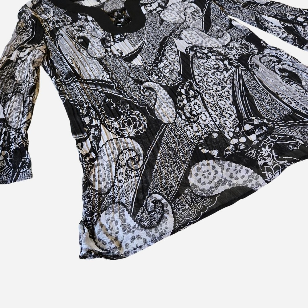 VTG 90s, y2k black paisley beach cover up with bell sleeves / LG 12 / swim beach - Picture 4 of 7